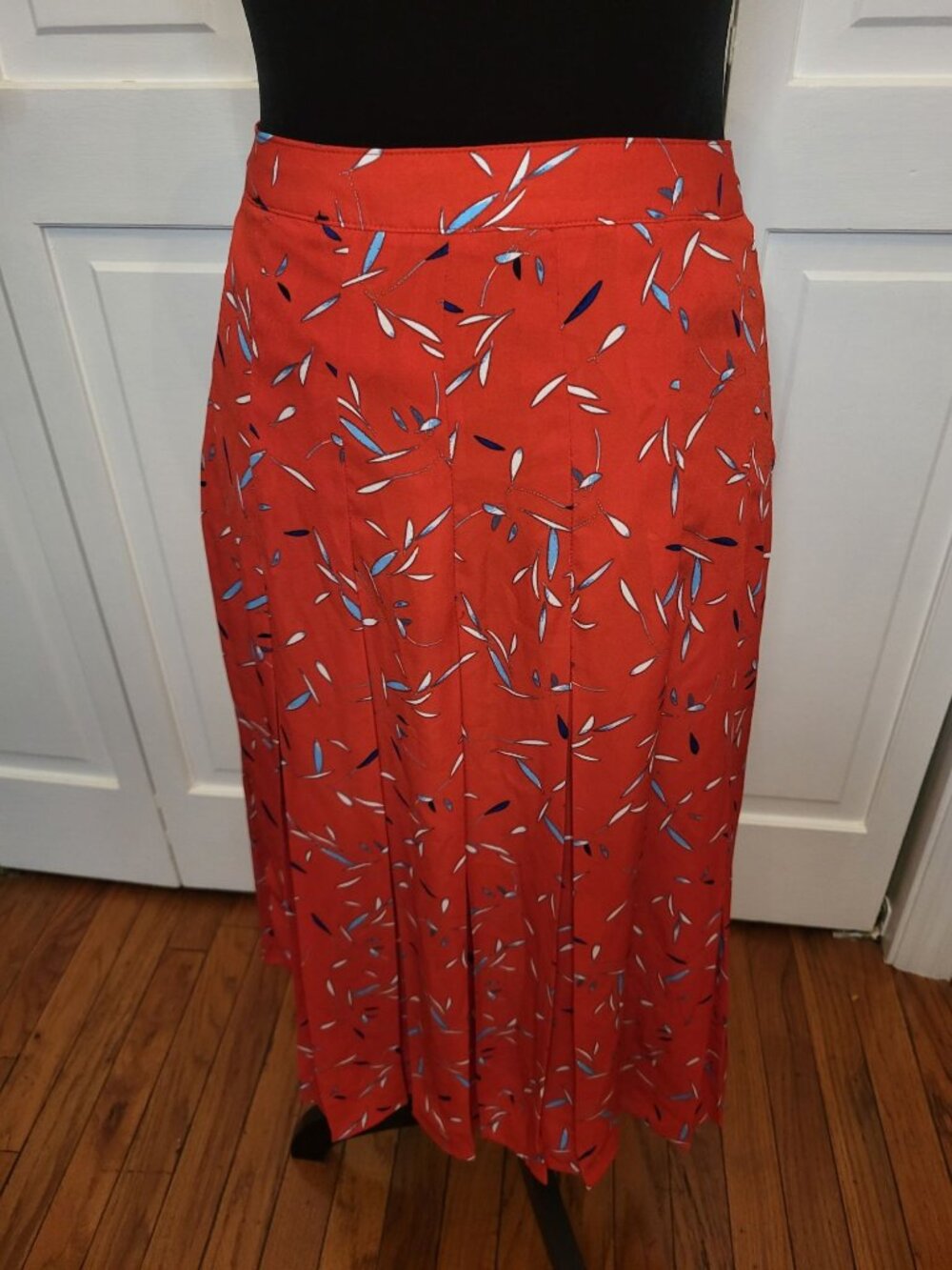 Banana Republic Red Geometric Print Button Up Midi Skirt 8 Nautical Preppy Twee - Picture 2 of 9